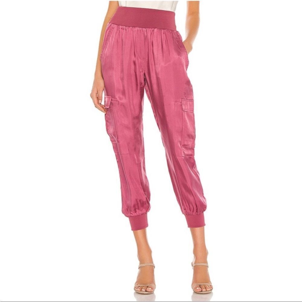 Cinq à Sept Giles Cupro Jogger Pants Pink Sapphire Size S